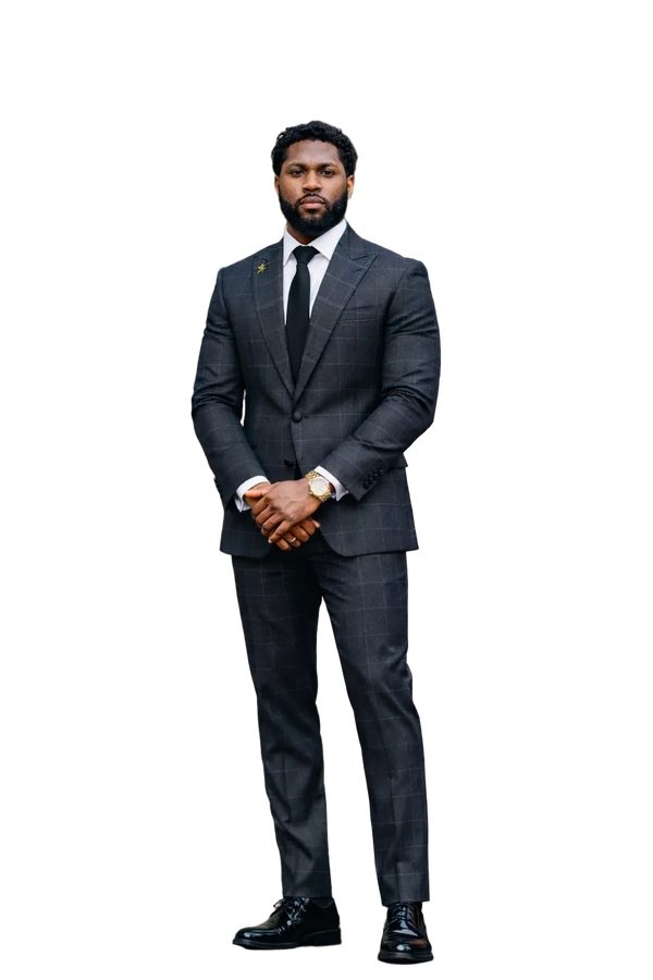 Black/White Windowpane Suit - Legacy Lapels