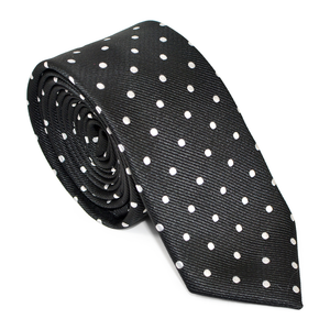 Black and White Polkadot Skinny Tie