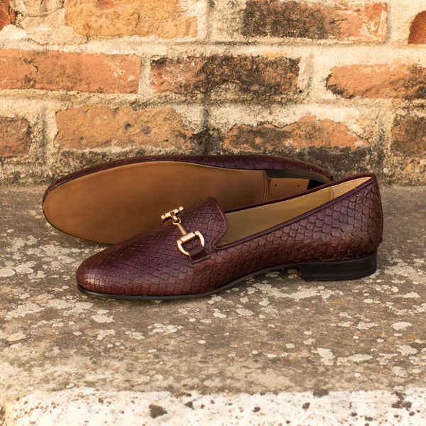 Burgundy Exotic Snake Skin Loafers - Legacy Lapels display picture 1