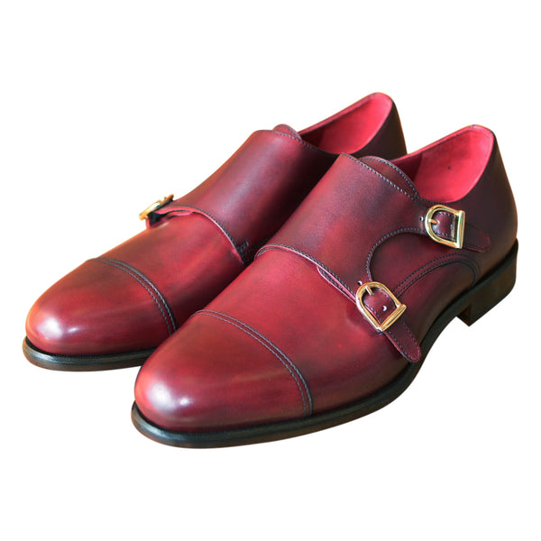 Burgundy double monk strap 2025 shoes