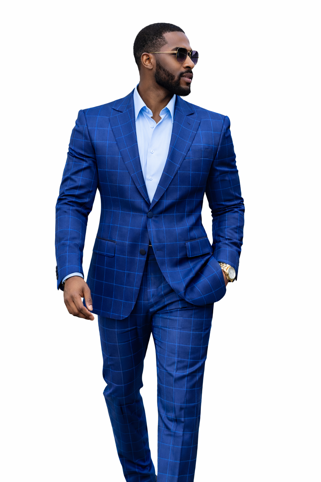 Blue/Light Blue Windowpane Suit