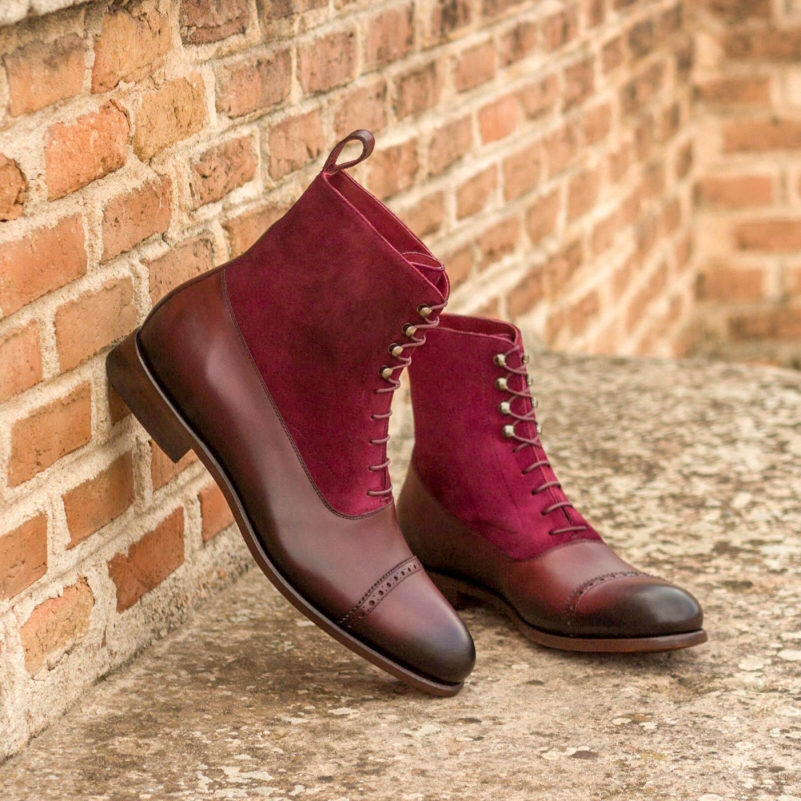 burgundy dress boots men Emilio Franco Leonardo Premium Italian Leather Burgundy Patent Ankle Dress Boots For Men