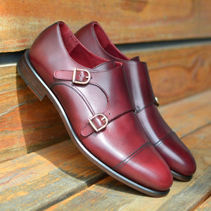 The Burgundy Double Monk Strap Custom Shoe
