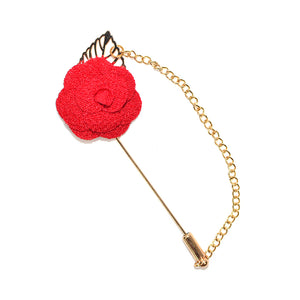 Red Rose with Chain Link Lapel Pin
