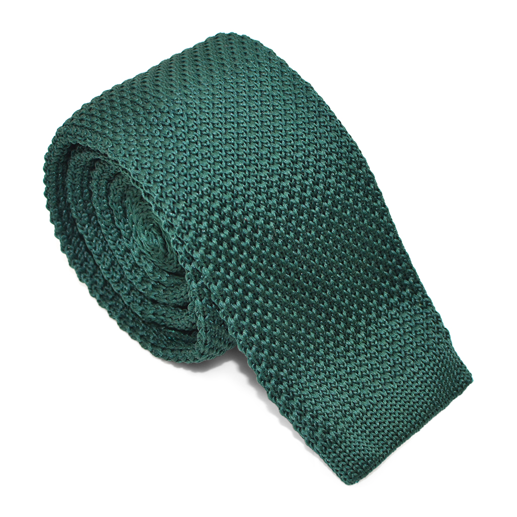 Elegant Green Knit Skinny Tie