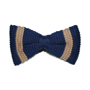 Blue and Gold Knit Bow Tie