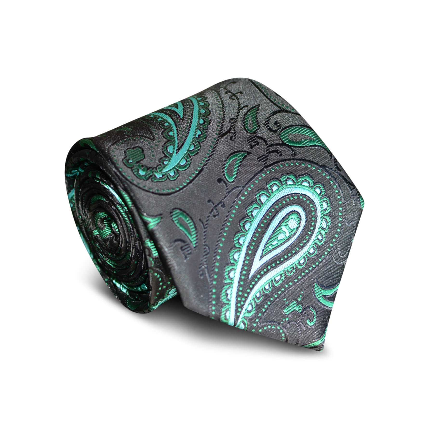 Black Green Paisley Tie