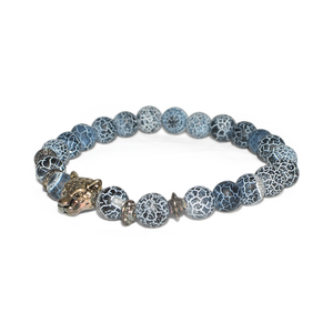 Silver Cheetah Blue Stone Bracelet