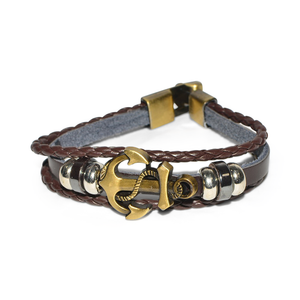 Brown Leather Nautical Bracelet