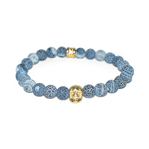 Gold Skull Blue Stone Bracelet