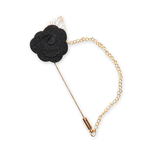 Black Rose with Chain Link Lapel Pin