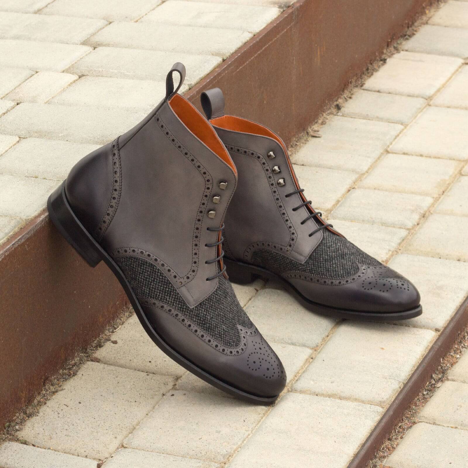 Mens grey best sale brogue boots