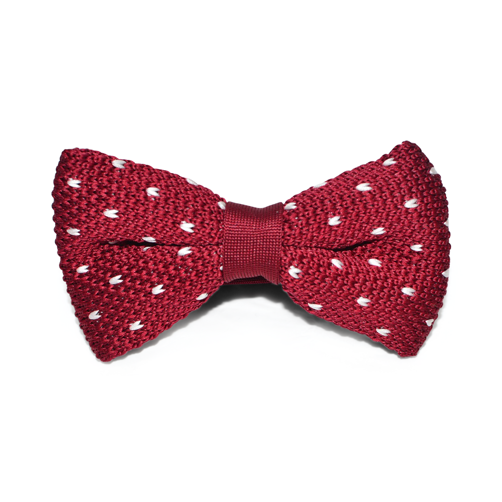 Classic Maroon Dotted Knit Bow Tie