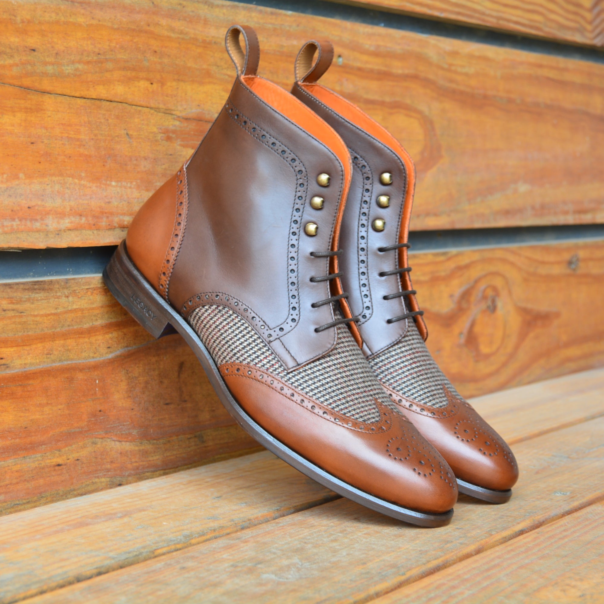 Tweed clearance brogue boots