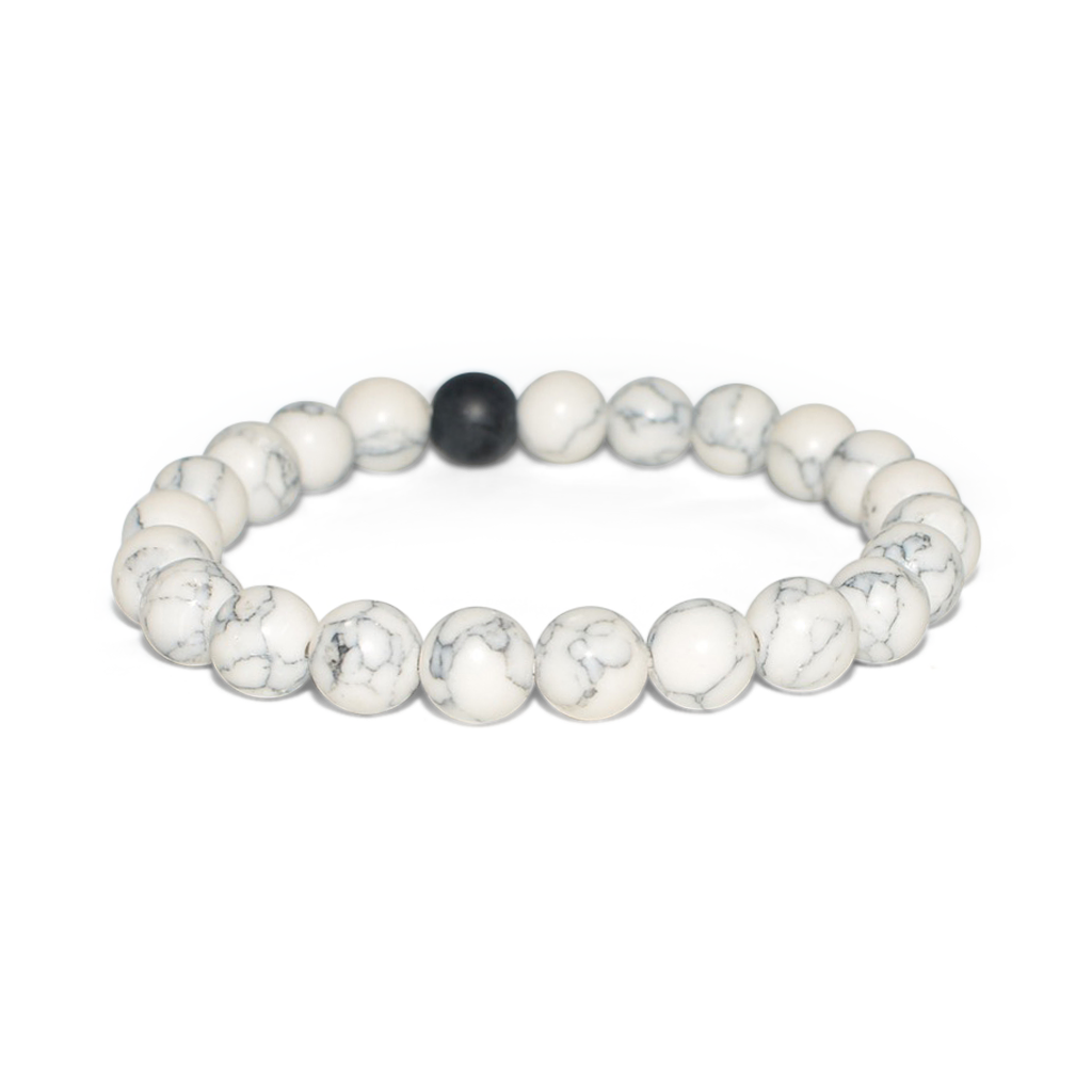 White Marble Black Stone Bracelet