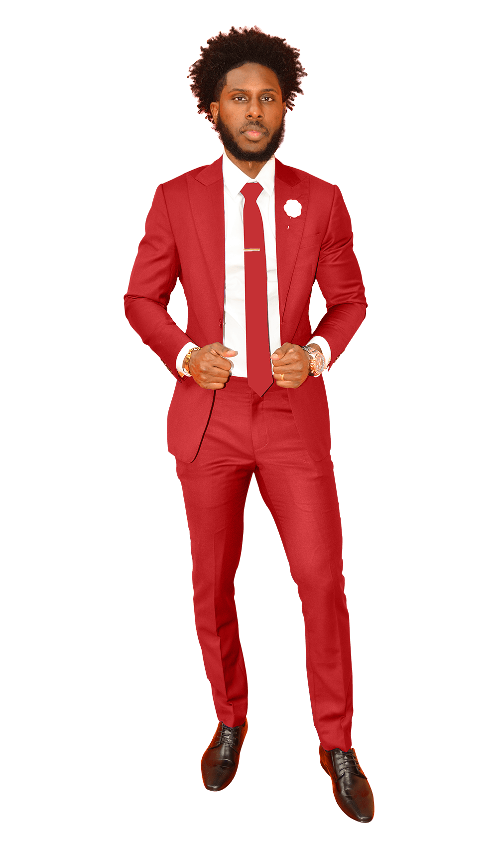 red dress man Men's Slim Fit Solid Color Dress Shirt (Red) Red / Medium/15-15.5 Neck/34-35 Sleeve