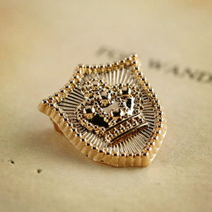Golden Crown Shield Lapel Pin