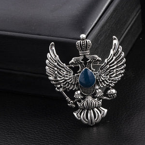 Gold & Ruby Double Eagle Lapel Pin