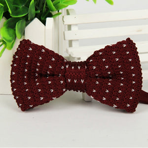 Classic Maroon Dotted Knit Bow Tie