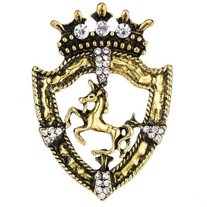 Gold Horse & Crown Lapel Pin